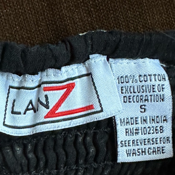 LAN Z Black White Floral Print Strapless Flounced Summer Dress Stretch Top SZ S - Picture 6 of 9